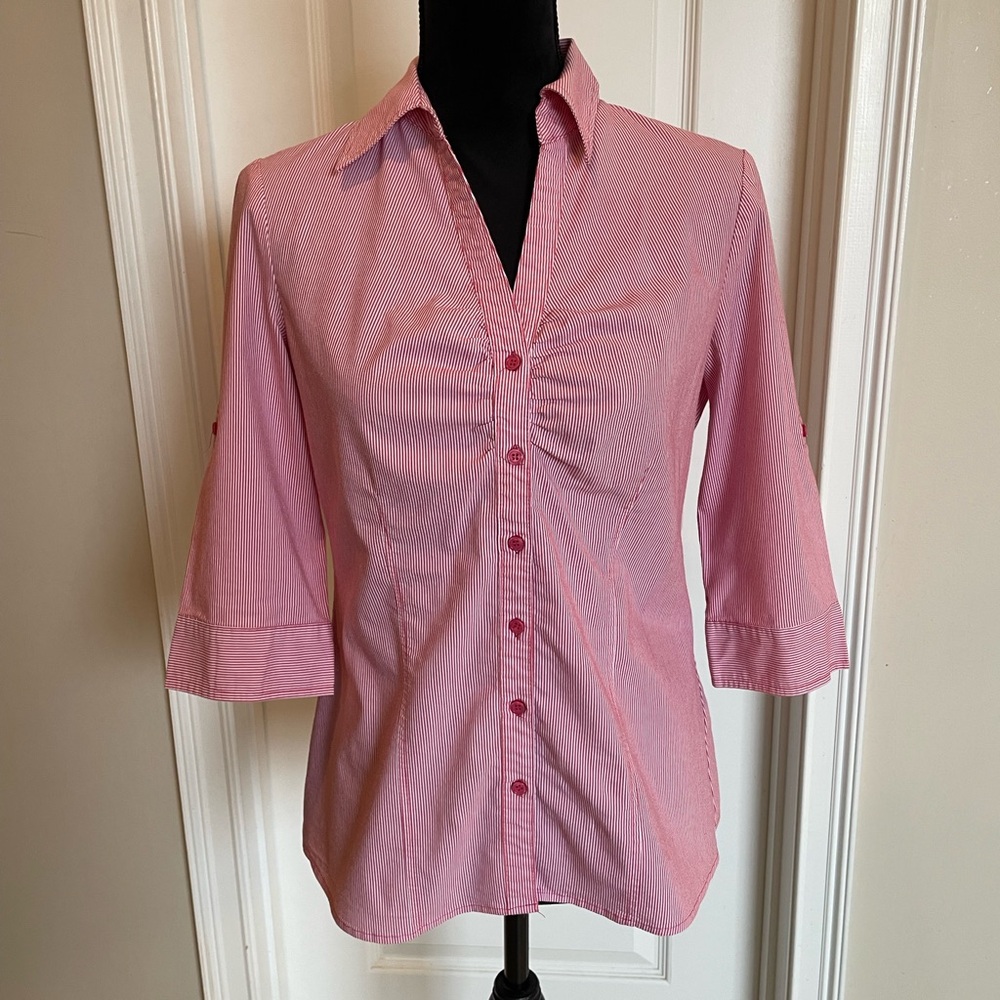 Apt. 9 Women's Striped Pink Button Down Shirt